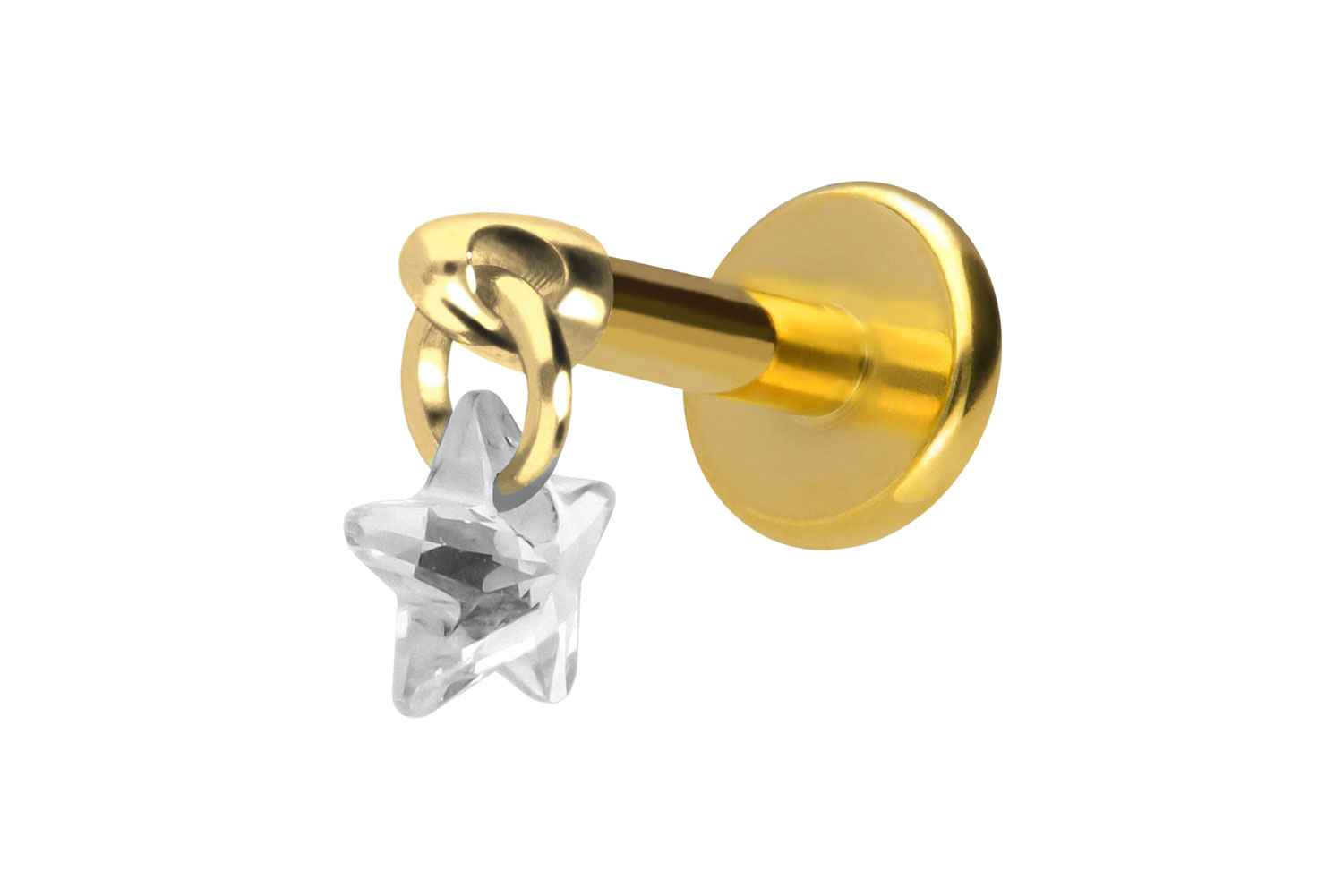 Titan Labret Piercing mit Innengewinde KRISTALLSTERN